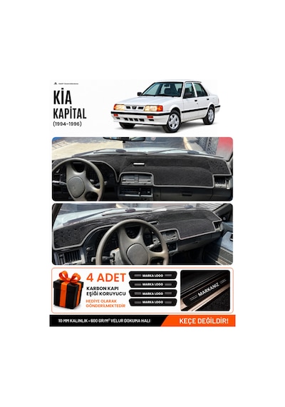 Kia Kapital 1994-1996 Uyumlu Torpido Koruma, Torpido Örtüsü, Torpido Kılıfı - Siyah Gri