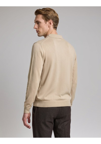Pierre Cardin Kum Melanj Slim Fit Fermuarlı Polo Yaka Basic Triko Kazak 50333917-vr123