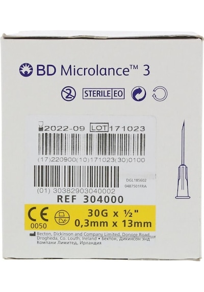 Bd Microlance 30 G 13 Mm Sarı İğne Ucu 100'lü