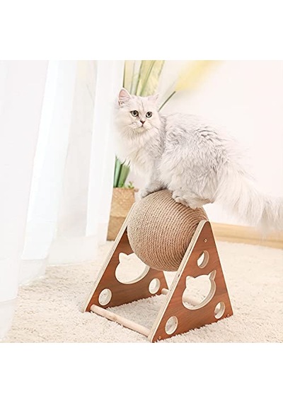 Ahşap Ipli Kedi Oyuncagi Topu Kedi Tırmalaması