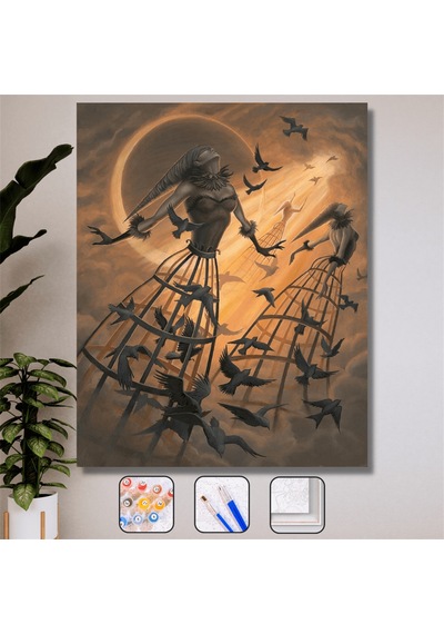 Kafesten Kaçış Sayılarla Boyama Seti - 40x50cm, Çerçeveli