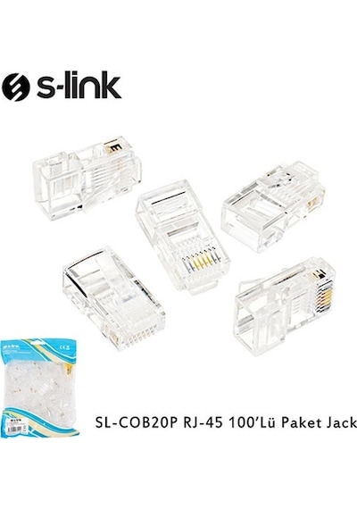 S-Lınk Sl-Cob20P 100 Lü Paket Rj45 Konnektör Yeni Nesil Jack Utp