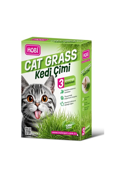 Hobi Kedi Çimi - Cat Grass 3 Kullanımlık Doğal Buğday Tohumlu Sağlık Desteği