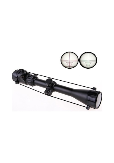 3-9x40 Zoomlu Çıft Işıklı Tüfeği Dürbünü Montaj Kelepçeli Çok Renkli