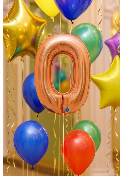 Folyo Rakam 0 Sıfır Rosegold Renkli 40 İnç 100 Cm Grabo Doğum Günü Balonu Çok Renkli