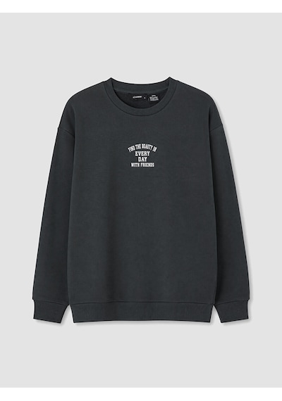 LC Waikiki Lc Waıkıkı Antrasit Winnie The Pooh Baskılı Oversize Kadın Sweatshirt
