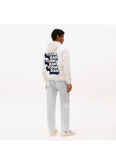 Tommy Hilfiger Tommy Jeans Stack Logo Erkek Beyaz Sweatshirt Dm0dm21625 BEYAZ