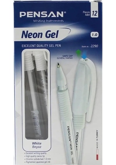 Pensan Jel Kalem Neon Beyaz 12'li Kutu Diğer