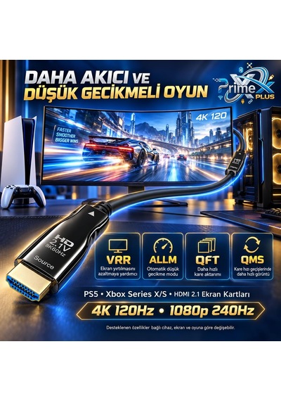 Primex Px-fbrhd10 Hdmı 2.1 Aktif Fiber Optik Kablo 10 Metre, 8k 60hz 4k 120hz 1080p 240hz, 48gbps Earc Dynamic Hdr Vrr Allm Destekli, Source-dısplay Y Primex Px-fbrhd10 Hdmı 2.1 Aktif Fiber Optik Kablo 10 Metre, 8k 60hz 4k 120hz 1080p 240hz, 48gbps Earc Dynamic Hdr Vrr Allm Destekli, Source-dısplay Y