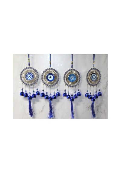 3 Adet Metal Nazar Boncuğu Çan 40 Cm Dekoratif Kapı Süsü Duvar Süsü Evil Eye Wind Chime Bell