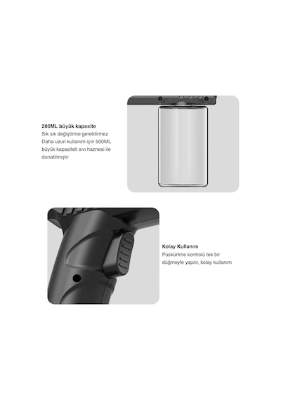 Shopytech 280 Ml Nano Mavi Işıklı Şarjlı Sprey Tabancası Kablosuz Atomizer İnce Sis & 1 1.5 M Menz