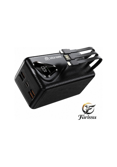 50000 Mah Powerbank 22.5w Hızlı Şarj Pd Taşınabilir Güç Kaynağı Dijital Göstergeli Led Işıklı Siyah