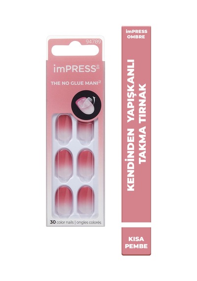 İmpress Color Kendinden Yapışkanlı Takma Tırnak Kısa Ombre Pembe
