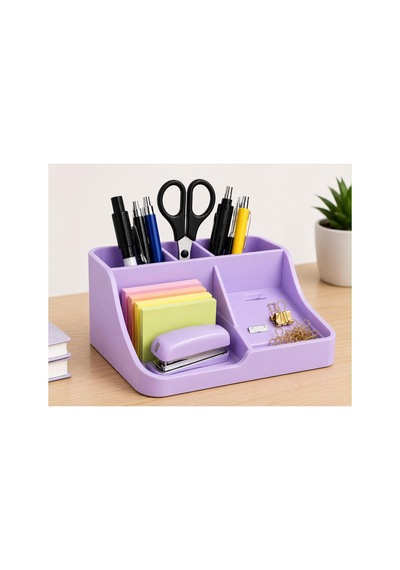 Masa Üstü Kalemlik Organizer 3d Baskı Şık Tasarım Çalışma Masası Organizer 17x13 Cm Mor Mor