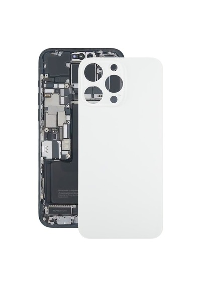 Rogfer Apple Uyumlu iPhone 15 Pro Max İçin Cam Pil Arka Kapağı Beyaz Beyaz Beyaz