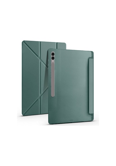 Mobilteam Galaxy Tab S9 Ultra Kılıf Uyumlu Tri Folding Kalem Bölmeli Standlı Kılıf-ko Tablet Kılıfı