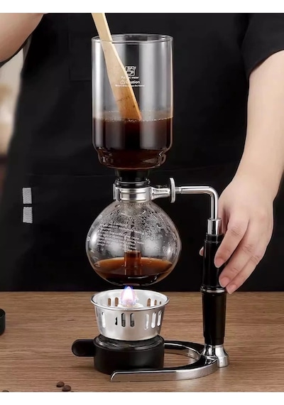 Reoona Syphon Kahve Sifonu 5 Bardak Sifon Kahve, Soğuk Kahve Demleme Siyah