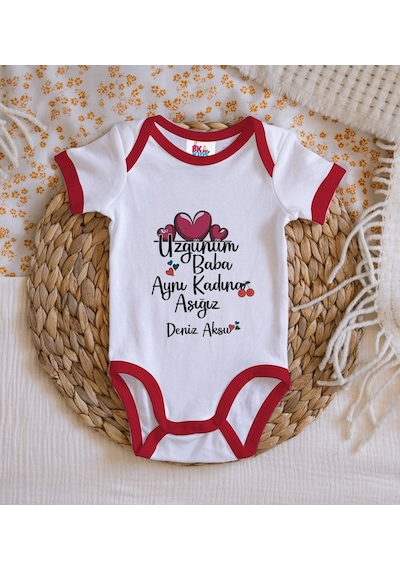 Bk Gift Bk Kids Kişiye Özel Aynı Kadına Aşığız Tasarımlı Kırmızı Bebek Body Zıbın-2 3-6 Ay