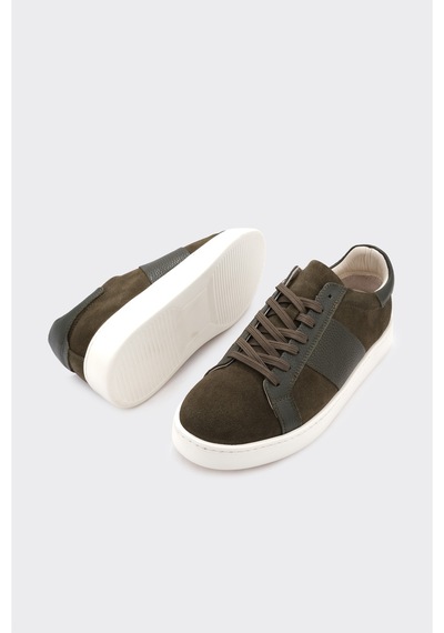 Derinet Comfort Taban Hakiki Deri Erkek Sneaker Haki Süet Haki Süet
