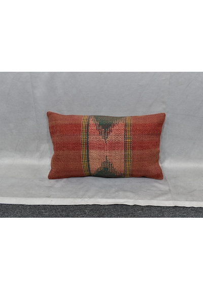 Zehra Abla Halı Yeni El Dokuma Dekorluk Lumbar Kilim Kırlent Yastık Kılıfı 7412 Çok Renkli