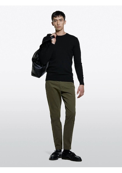 Sisley Slim Fit Vintage Efekt Chino Pantolon Erkek Haki Yeşili Pantolon - 325a4dm6sf02y