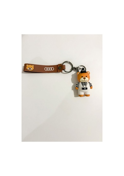 Audi Logolu Silikon Ayıcık Anahtarlık Kahverengi Askılı Dekoratif Oto Anahtarlığı - 905684289