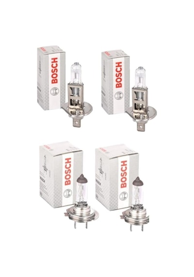 Bosch Fiat Linea Uzun Kısa Far Ampul Set 2 Uzun H7 Far 2 Kısa H1 Far Ampul