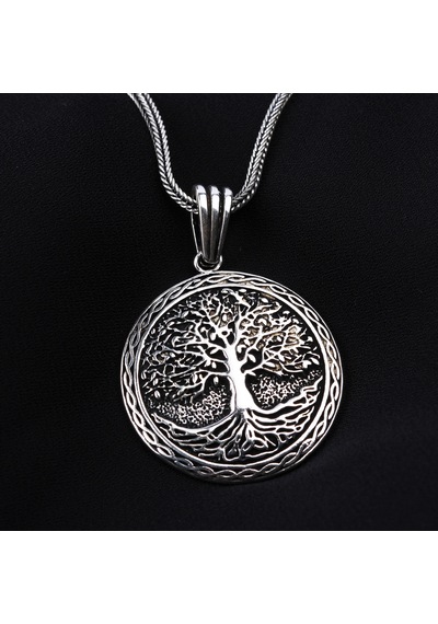 Glorria Gümüş Erkek Hayat Ağacı Kolye Siyah