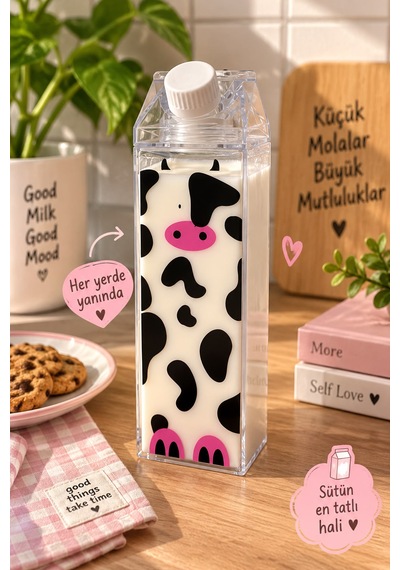 İnek Desenli Sütlük Dekoratif Buzdolabı Süt Kabı 500 Ml Çok Renkli