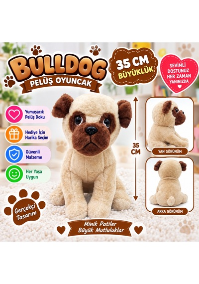 Storeşahin 62566 Peluş Buldog Köpek 35 Cm Adet Fiyatıdır Shn0720 Çok Renkli