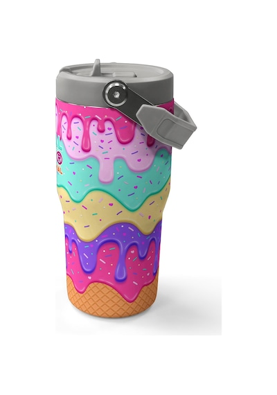 Coral High Dondurma Desenli Katlanır Ağızlıklı Çelik Termos 600 Ml 38907 Pembe