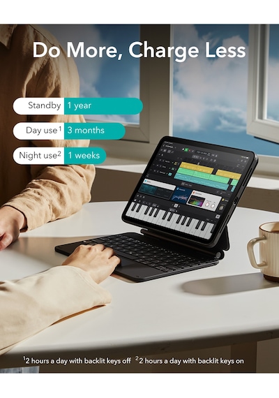 iPad Uyumlu  Air 11 M2/m3/m4/m5 Rebound 360 Manyetik Klavyeli Kılıf Siyah Klavyeli Kılıf