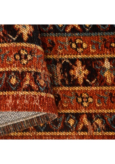 Narhan Kiremit Oturma Odası Salon Robot Süpürge Uyumlu Saçaklı Kilim Dokulu Kolay Temizlenebilir Hali