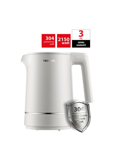 Toshiba Cool Touch KT-15PS1VME W Gizli Rezistanslı 1.5 L Beyaz Su Isıtıcı Kettle
