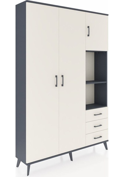 Arges Dolap 5 Raflı 3 Çekmeceli Tek Askılı 132x30x195 Antrasit-aytaşı/aytaşı Aytası/aytası Arges Dolap 5 Raflı 3 Çekmeceli Tek Askılı 132x30x195 Antrasit-aytaşı/aytaşı Aytası/aytası