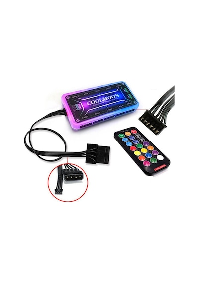 Coolmoon Rgb Pc Fan Denetleyici Kontrolcü 10X6Pin 2X4Pin