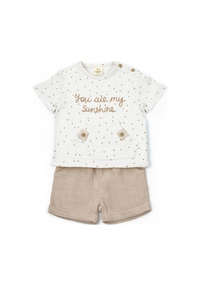 Babycosy Organic Wear Bebek Şort&tshirt Set,müslin,%100 Pamuk,bebek Ve Yenidoğan Serisi Ekru