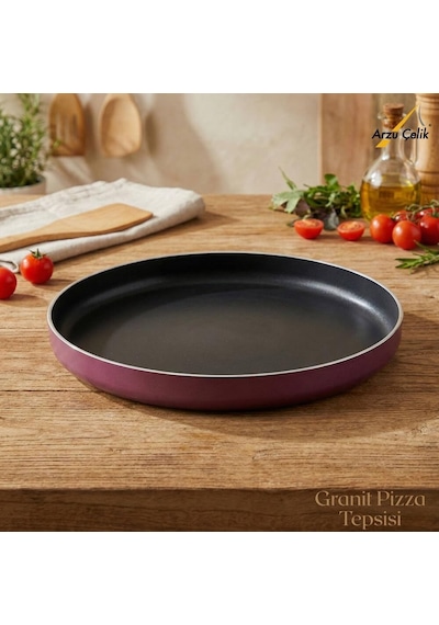 32 Cm Granit Pizza Tepsisi - Mürdüm Çok Renkli