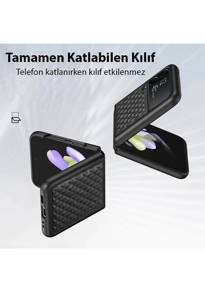 Dux Ducis Venice Series Samsung Samsung Galaxy Uyumlu Z Flip3 5g İçin Premium Deri Kılıf- 5775 Siyah