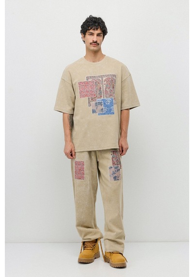 Oversize Baskılı Eşofman Takım Haki