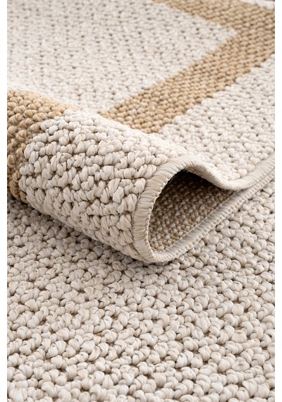 Retro Plain Krem Natural Bordürlü Halı A3234a Natural