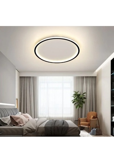 Siyah Ø40 cm Çember Avize 3000K Sarı Işık Led Tavan Lambası