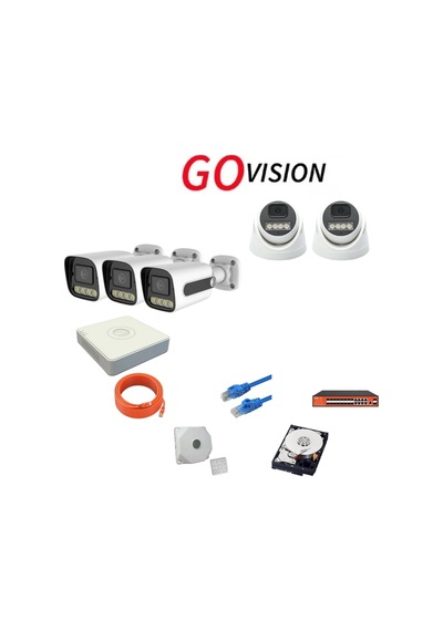Go Vision 5'li 5mp 4k Ultra Hd Ip Güvenlik Kamera Seti Gece Görüşlü, Dış Mekan Uyumlu