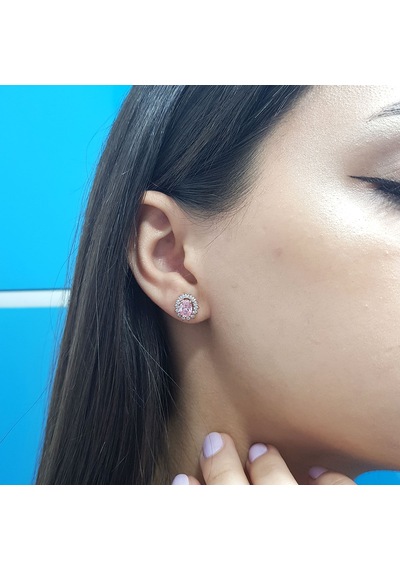 Lova Pırlantalı Oval Morganit Anturaj Küpe -  3070020