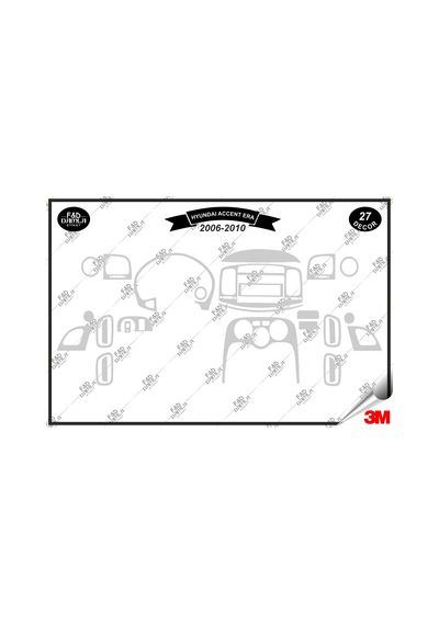 Hyundai Accent Era 2006-2010 Torpido Konsol Trim Göğüs Maun Kaplama Set 27 Parça Gümüş