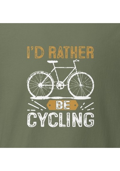 Wildstyle I'd Rather Be Cycling Bisiklet Sürmek Bisikletçi Baskılı Unisex Bisiklet Yaka Pamuklu Tişört Haki
