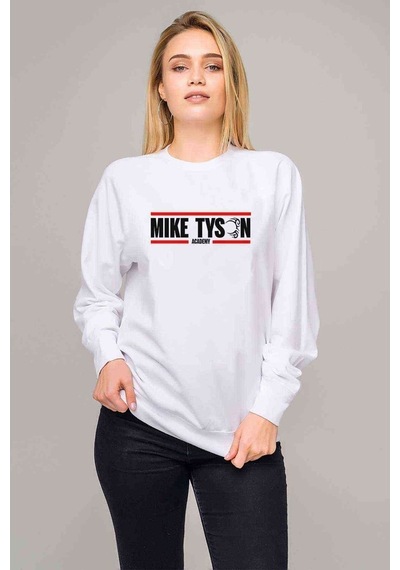 Mike Tyson Academy Baskılı Beyaz Kadın Sweatshirt (534622214)