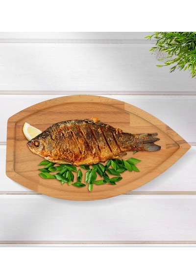 Bk Gift Kayık Tasarımlı Doğal Masif Ahşap Yemek Sunum Tabağı