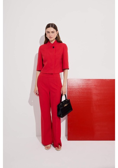 Defacto Cropped Fıt Dik Yaka Blazer Kırmızı Ceket I4340ax26hsrd107 Kırmızı-rd107