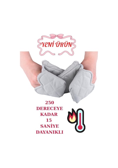 Crab Isı Yalıtımlı Isı Geçirmeyen Kumaş Fırın Tutacağı Tencere Tepsi Tutamaç 2 Adet Silikon Değil Gri Çok Renkli